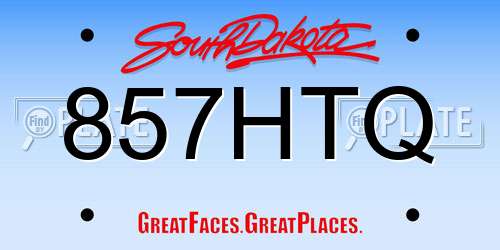 857HTQ South Dakota License Plate
