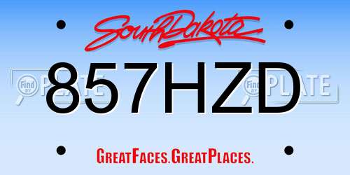 857HZD South Dakota License Plate