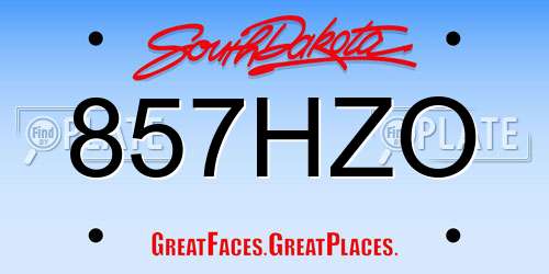857HZO South Dakota License Plate