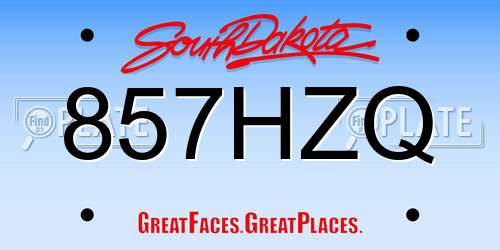 857HZQ South Dakota License Plate