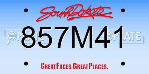 857M41 South Dakota License Plate