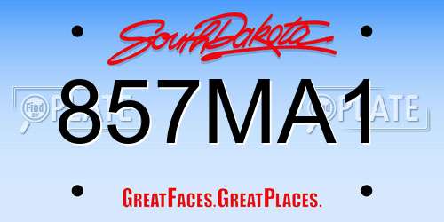 857MA1 South Dakota License Plate