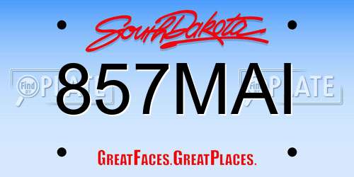 857MAI South Dakota License Plate