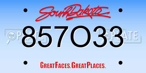 857O33 South Dakota License Plate