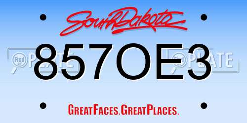 857OE3 South Dakota License Plate