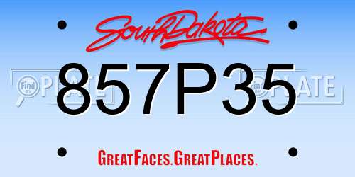 857P35 South Dakota License Plate