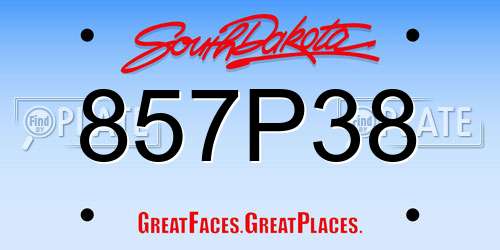 857P38 South Dakota License Plate