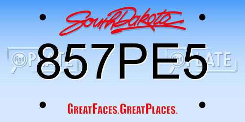857PE5 South Dakota License Plate
