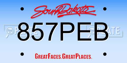 857PEB South Dakota License Plate