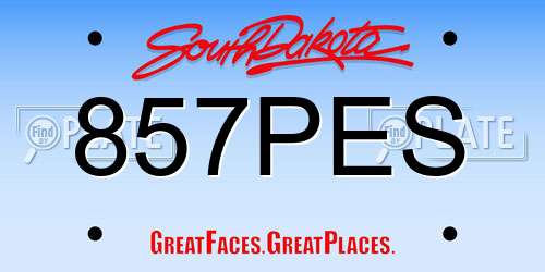 857PES South Dakota License Plate