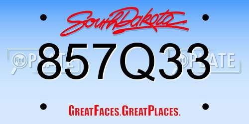 857Q33 South Dakota License Plate