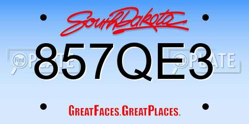 857QE3 South Dakota License Plate