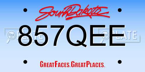 857QEE South Dakota License Plate