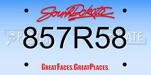 857R58 South Dakota License Plate