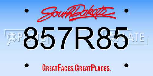 857R85 South Dakota License Plate