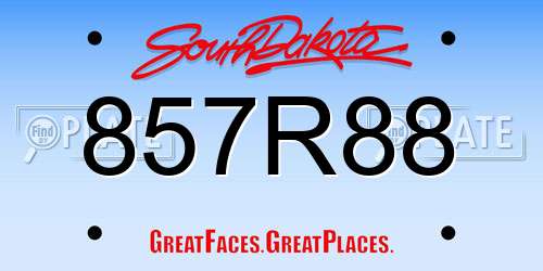 857R88 South Dakota License Plate