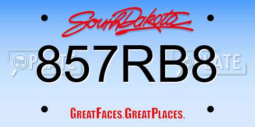 857RB8 South Dakota License Plate
