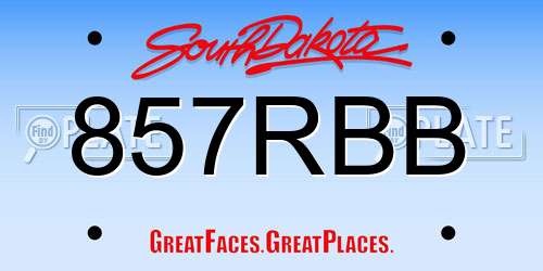 857RBB South Dakota License Plate