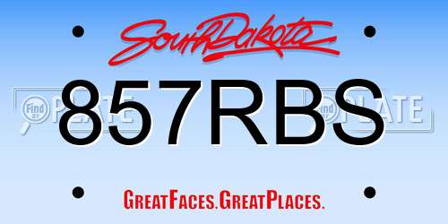 857RBS South Dakota License Plate