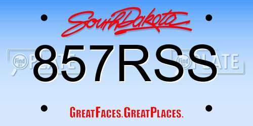 857RSS South Dakota License Plate
