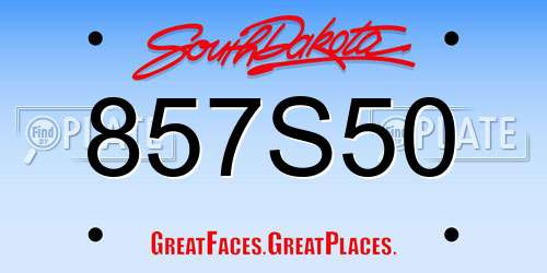 857S50 South Dakota License Plate