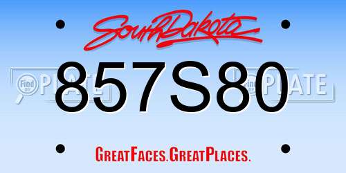 857S80 South Dakota License Plate