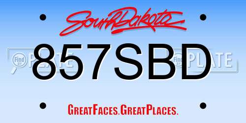 857SBD South Dakota License Plate