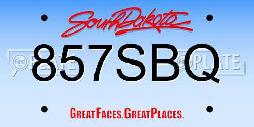 857SBQ South Dakota License Plate