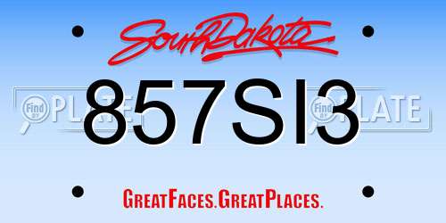 857SI3 South Dakota License Plate