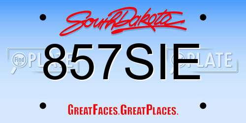 857SIE South Dakota License Plate