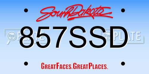 857SSD South Dakota License Plate