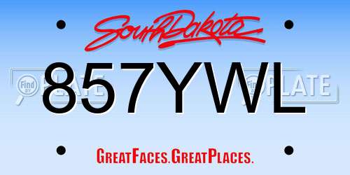 857YWL South Dakota License Plate