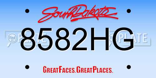 8582HG South Dakota License Plate