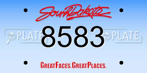 8583 South Dakota License Plate