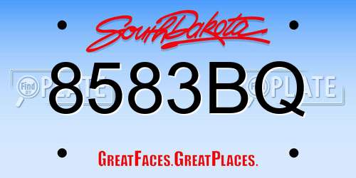 8583BQ South Dakota License Plate