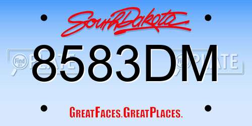 8583DM South Dakota License Plate