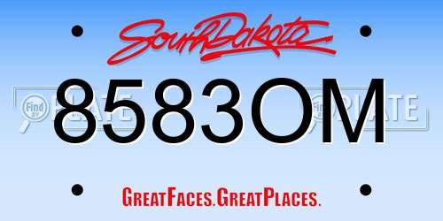 8583OM South Dakota License Plate