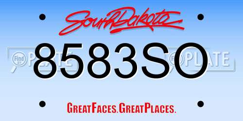 8583SO South Dakota License Plate