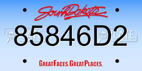 85846D2 South Dakota License Plate