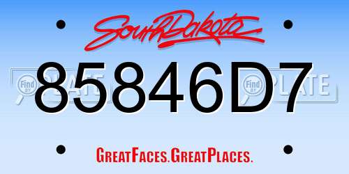 85846D7 South Dakota License Plate