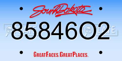 85846O2 South Dakota License Plate