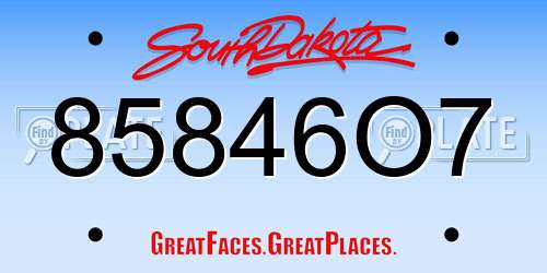 85846O7 South Dakota License Plate