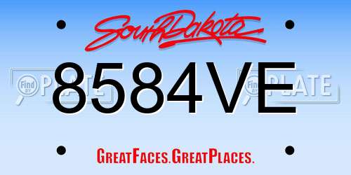 8584VE South Dakota License Plate