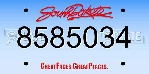 8585034 South Dakota License Plate