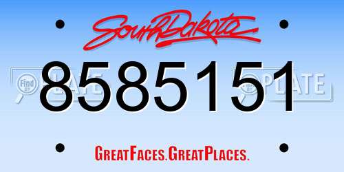8585151 South Dakota License Plate