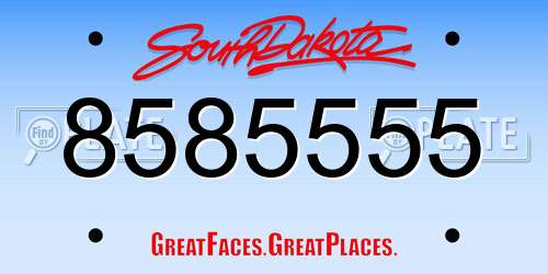 8585555 South Dakota License Plate
