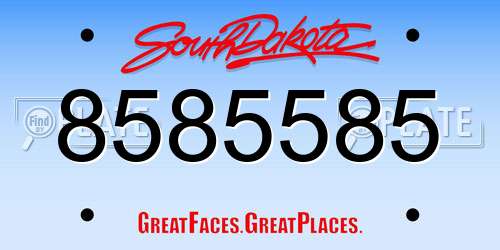8585585 South Dakota License Plate