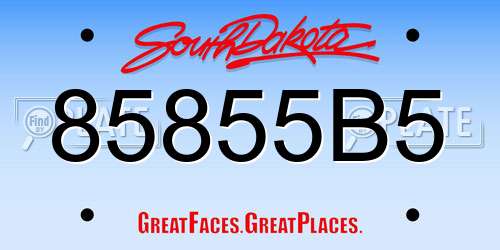 85855B5 South Dakota License Plate