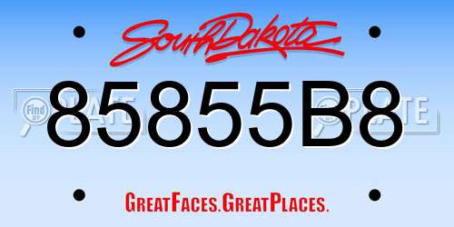 85855B8 South Dakota License Plate