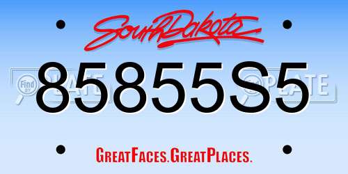 85855S5 South Dakota License Plate